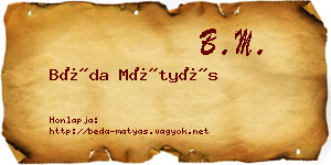 Béda Mátyás névjegykártya